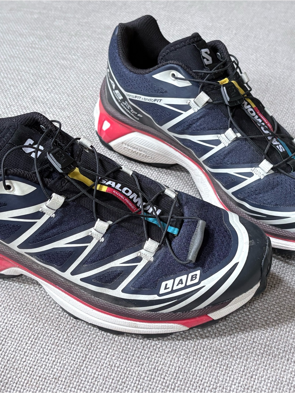 Salomon S-Lab Navy Blue And White Trail Running Shoes With Red Accents Xt 6 — image 3 of 8